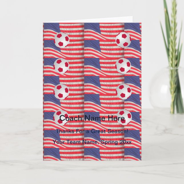 Patriotic Thank You Card for Soccer Coach (Front)