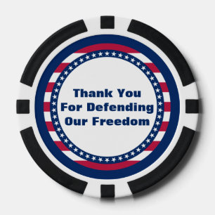 Patriotic Thank You For Defending Our Freedom Poker Chips