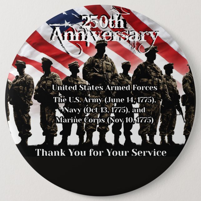  Patriotic Thank you for Your Service Button (Front)