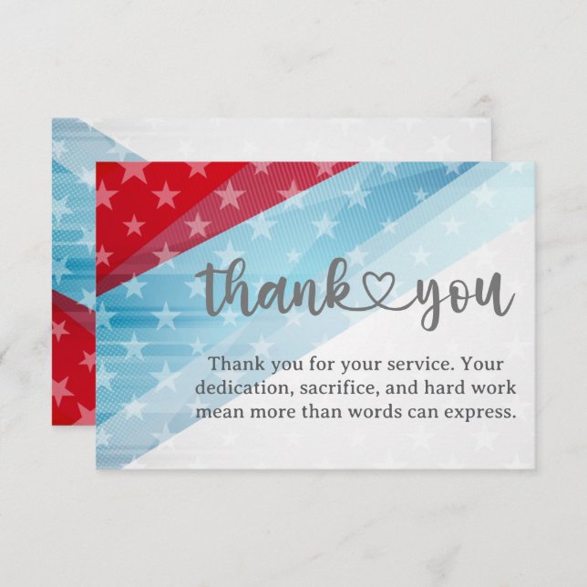 Patriotic Thank You For Your Service Card (Front/Back)