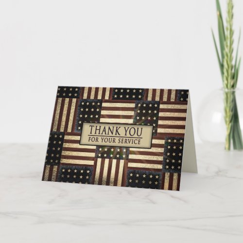 Patriotic Thank You for Your Service USA Flags Card