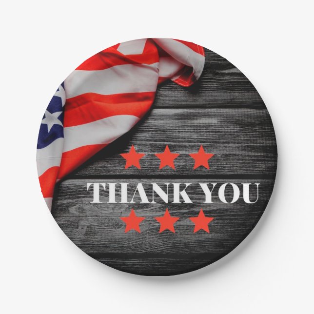 Patriotic Thank you    Paper Plates (Front)