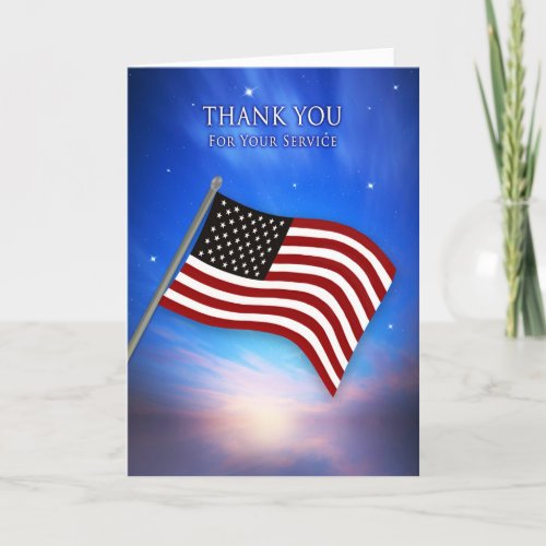 Patriotic Thank You USA Flag at Twilight Card