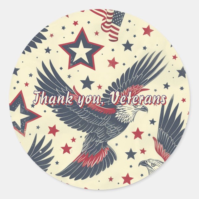 Patriotic Thank You Veterans Gift Sticker Label (Front)