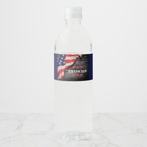 Patriotic Thank you    Water Bottle Label