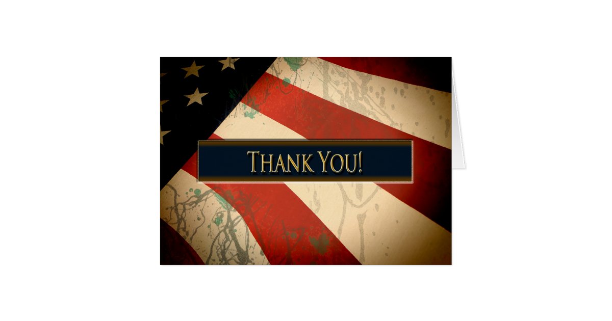 PATRIOTIC - THANK YOU - WEATHERED FLAG CARD | Zazzle