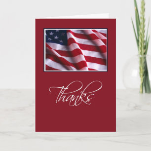 Patriotic Thanks Red Letterpress Thank You Card