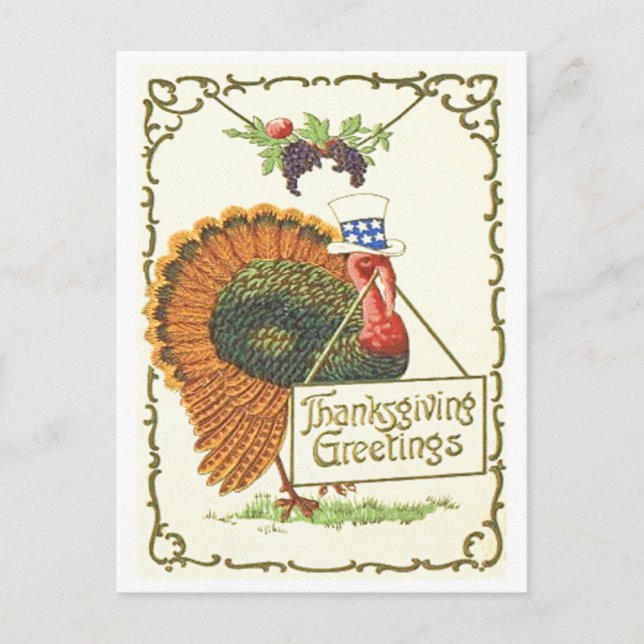 Patriotic Thanksgiving Holiday Postcard (Front)