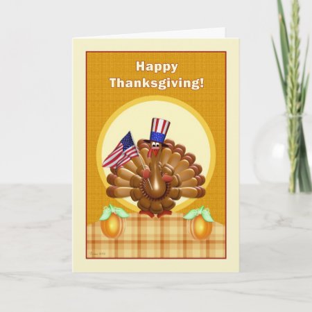 Patriotic Thanksgiving Turkey Greeting Card