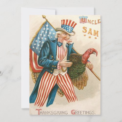 Patriotic Thanksgiving Uncle Sam Turkey US Flag Holiday Card