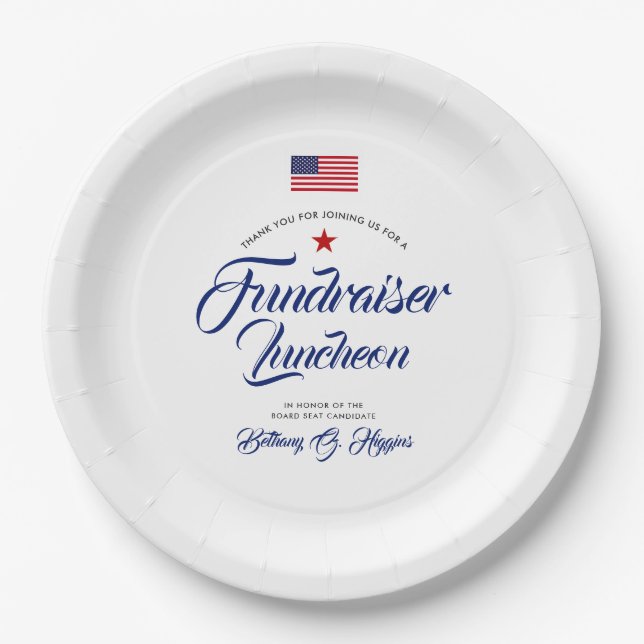 Patriotic Themed American Flag Paper Plates (Front)
