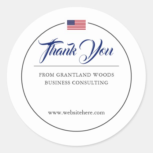 Patriotic Themed Business Thank You  Classic Round Sticker