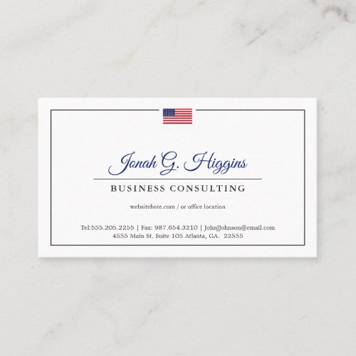 Patriotic Themed Minimal Modern Style Business Card