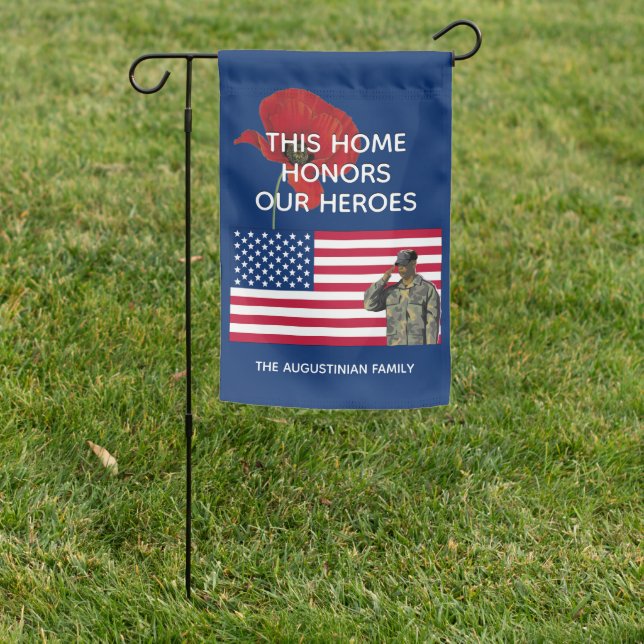 Patriotic THIS HOME HONORS OUR HEROES Veterans Garden Flag (In SItu)