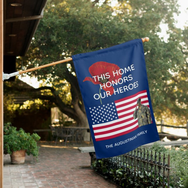 Patriotic THIS HOME HONORS OUR HEROES Veterans House Flag (In SItu)