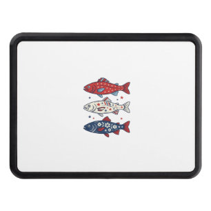 Patriotic Three Fish Vintage Engraving Shirt Desig Hitch Cover