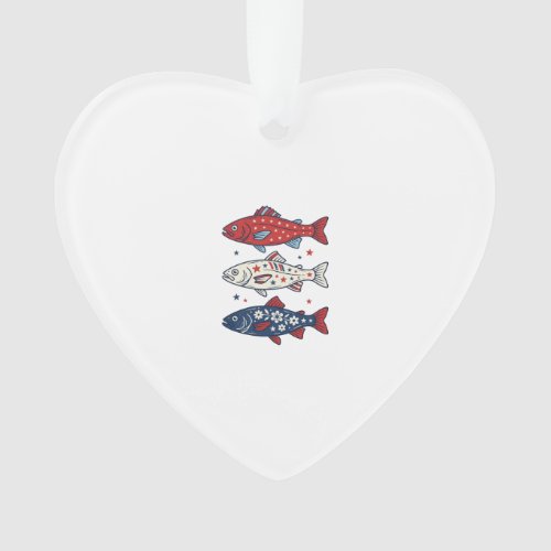 Patriotic Three Fish Vintage Engraving Shirt Desig Ornament