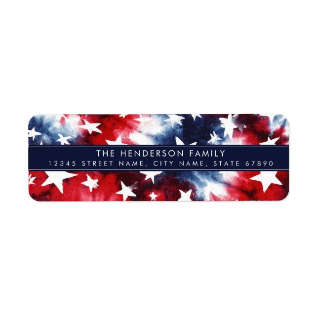 Patriotic Tie-dye Background Return Address Labels (Front)