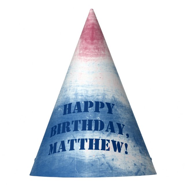Patriotic Tie Dye Red Blue Personalized Party Hat (Front)