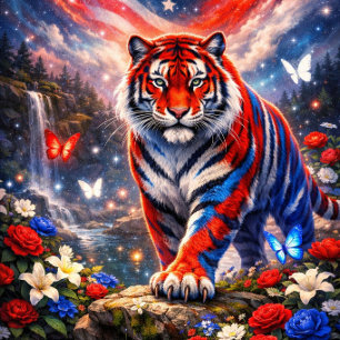 Patriotic Tiger Dreamscape Poster