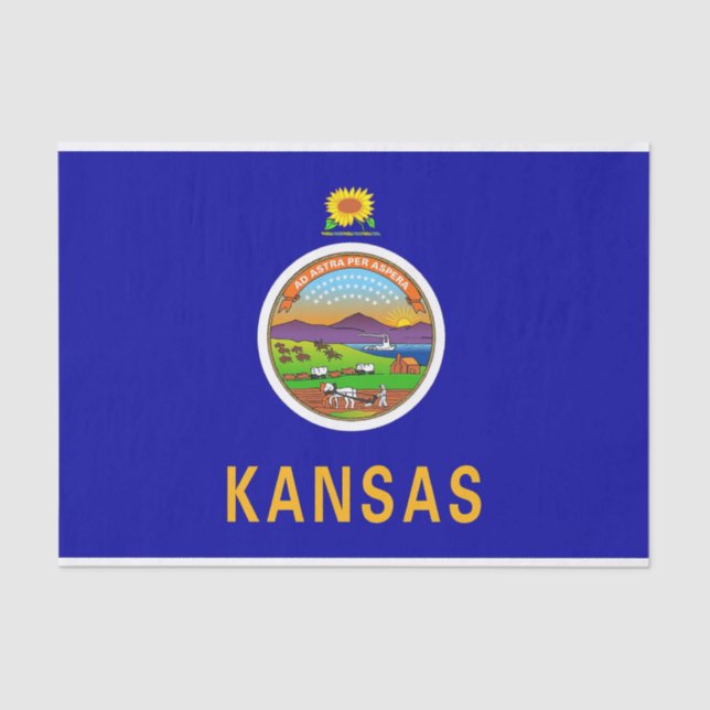 Patriotic tissue paper with flag of Kansas (Front)