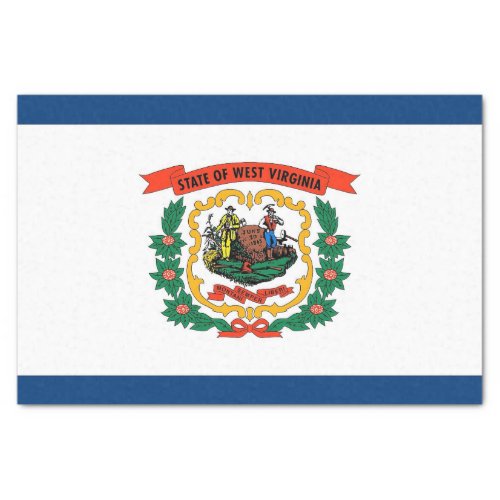 Patriotic tissue paper with flag of West Virginia