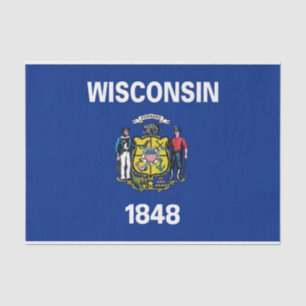 Patriotic tissue paper with flag of Wisconsin, USA