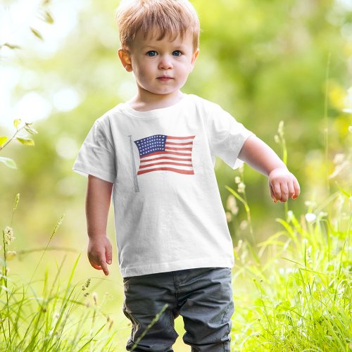 Patriotic Toddler Red White and Blue Trendy Flag Toddler T_shirt