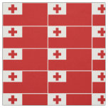 Patriotic Tonga Flag White Border Fabric
