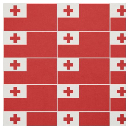 Patriotic Tonga Flag White Border Fabric