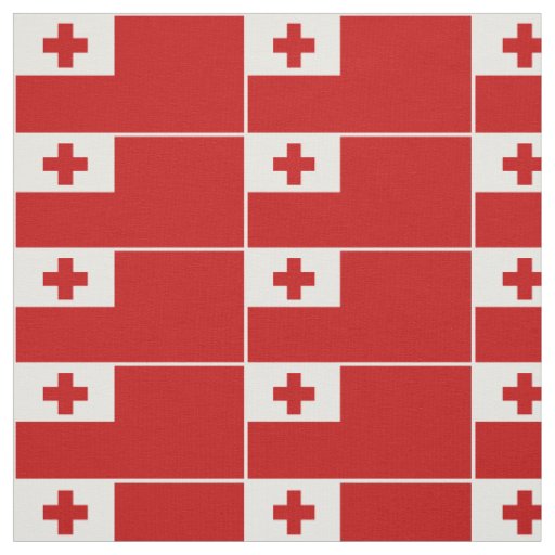 Patriotic Tonga Flag White Border Fabric