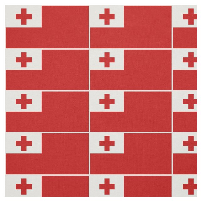 Patriotic Tonga Flag White Border Fabric (Swatch)