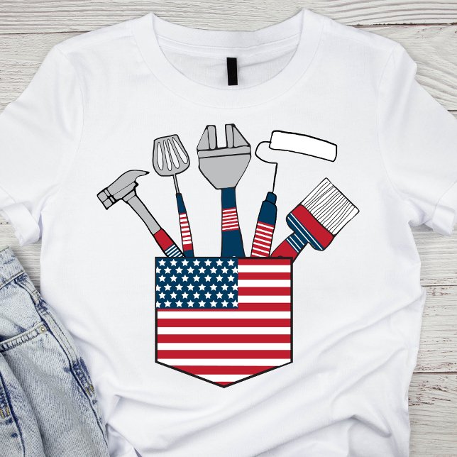 Patriotic Tools in Pocket Labor Day T-Shirt (Creator Uploaded)