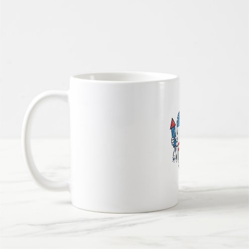 Patriotic Tooth Mascot Fireworks Vector Design_1 Coffee Mug