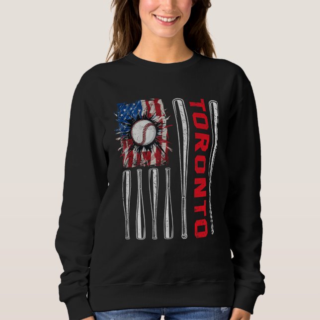 Patriotic Toronto Softball US American Flag Baseba Sweatshirt (Front)