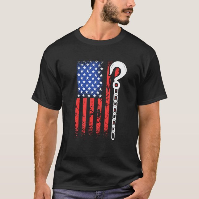 Patriotic Tow Truck Driver American Flag Yellow To T-Shirt (Front)