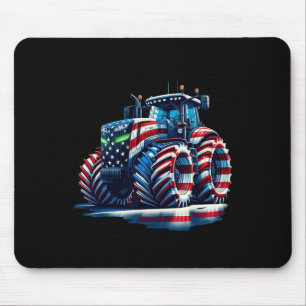 Patriotic Tractor American Flag Mouse Pad