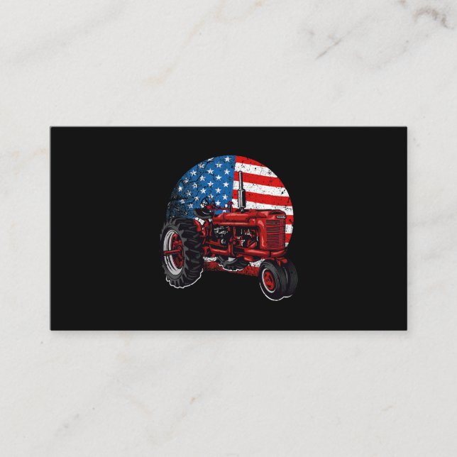 Patriotic Tractor American Flag Shirt Tractor Farm Business Card (Front)
