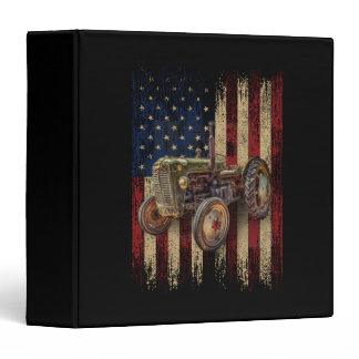 Patriotic Tractor American Flag Tractor Farm Gift 3 Ring Binder