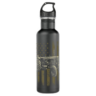 Patriotic Tractor American Flag Tractor Farm Gift  Stainless Steel Water Bottle