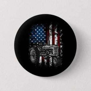 Patriotic Tractor American Flag Tractor Farm Usa F Button