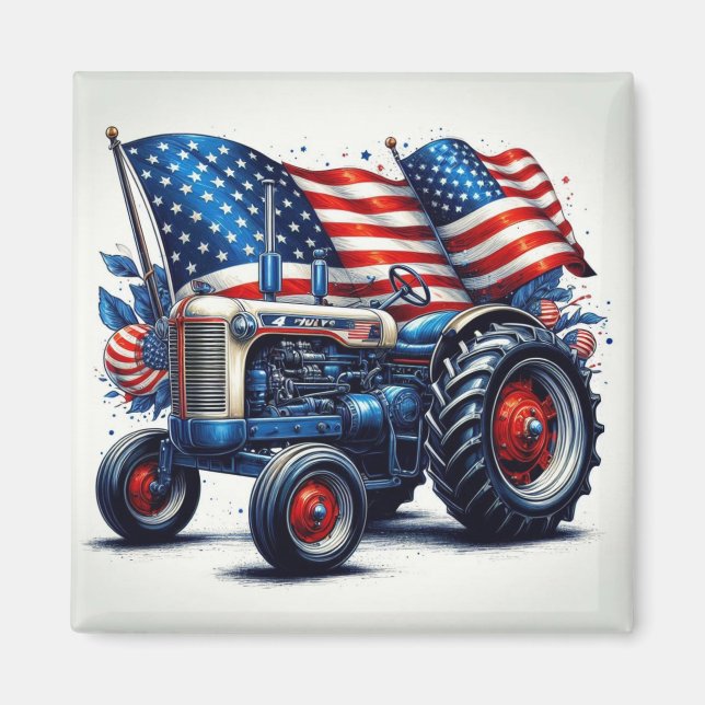 Patriotic Tractor Magnet (Front)