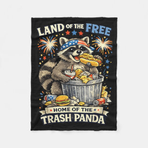 Patriotic Trash Panda Land Of The Free July 4th Fleece Blanket