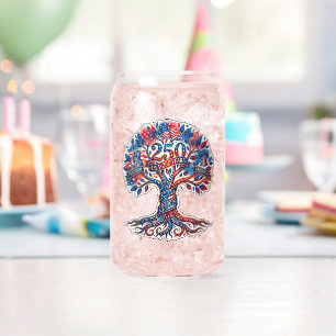 Patriotic Tree for America's 250th anniversary Can Glass