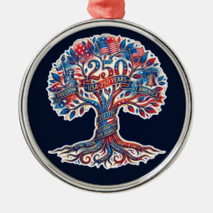 Patriotic Tree for America's 250th anniversary Metal Ornament