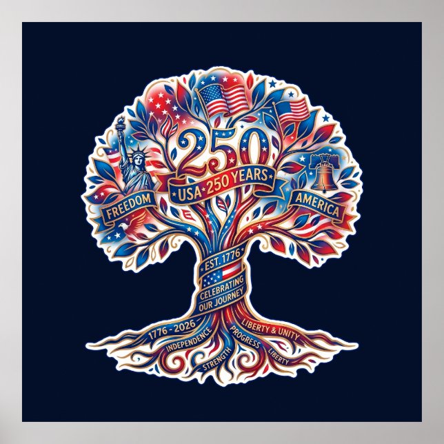 Patriotic Tree for America's 250th anniversary Poster (Front)