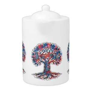 Patriotic Tree for America's 250th anniversary Teapot