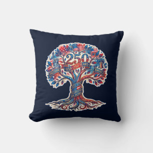 Patriotic Tree for America's 250th anniversary Throw Pillow