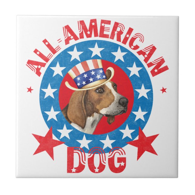 Patriotic Treeing Walker Ceramic Tile (Front)