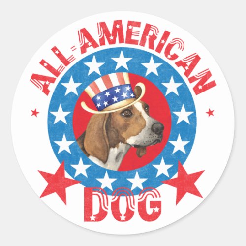 Patriotic Treeing Walker Classic Round Sticker